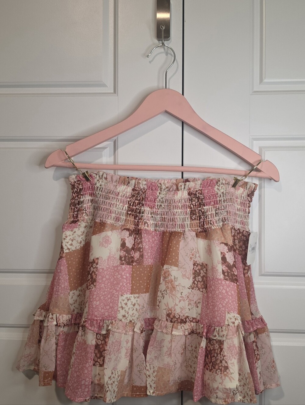Altar'd State Kenzie Patchwork Ruffle Mini Skirt Large - Picture 2 of 7